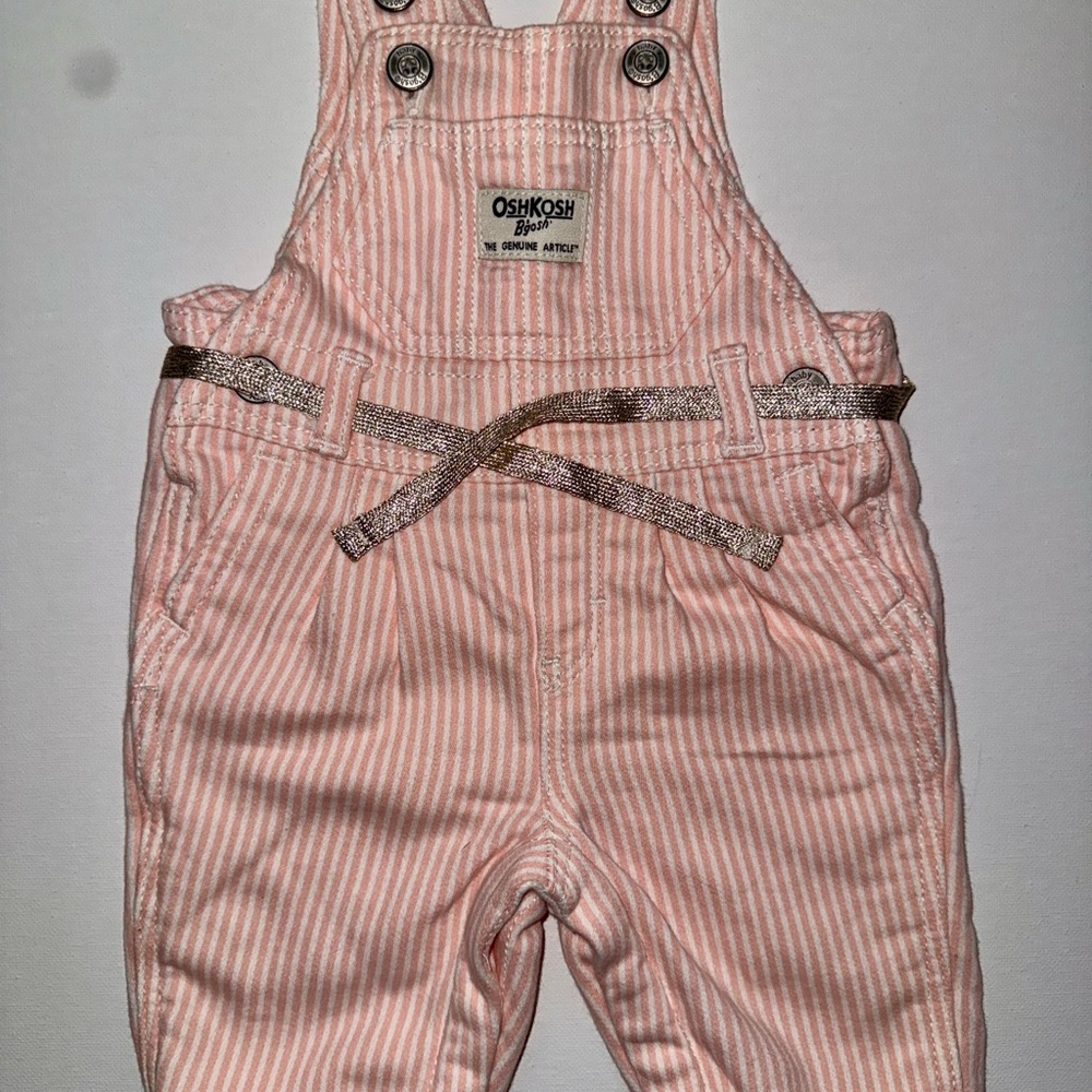 OshKosh B'gosh Pink and White Striped Overalls